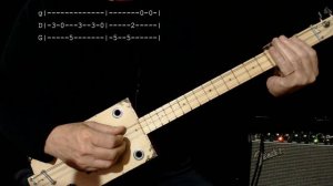 Down On The Corner by CCR -Easy Beginner Lesson w Tab 3 string cigar box guitar (Fretless/1 finger)
