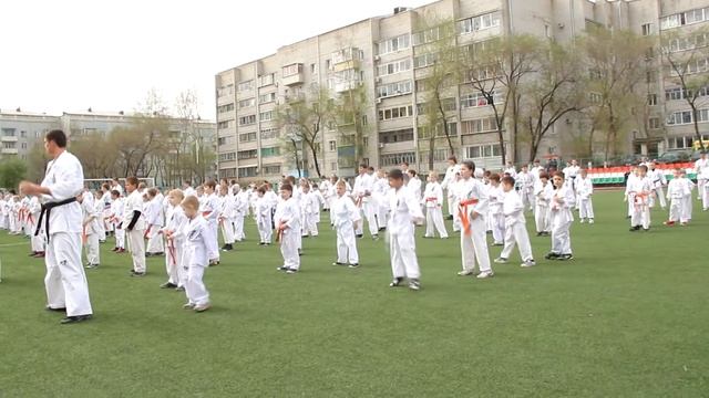 Массовая тренировка каратэ