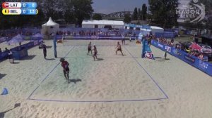 FIVB Beach volleyball, rules by example,  Overhand dig off block