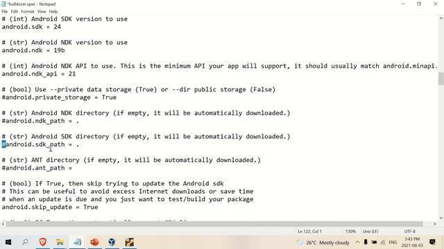Using Buildozer: Python Flask into Android APK Part 3: Editing buildozer.spec