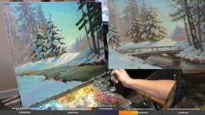 Урок живописи маслом. Зимний пейзаж масляными красками.