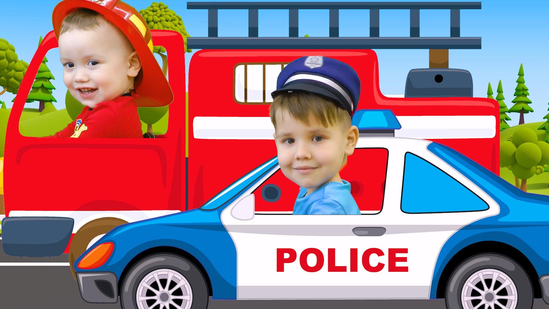 Синий трактор Песенки для детей Машинки Полицейская и Пожарная Экскаватор Супергрузовик Сборник