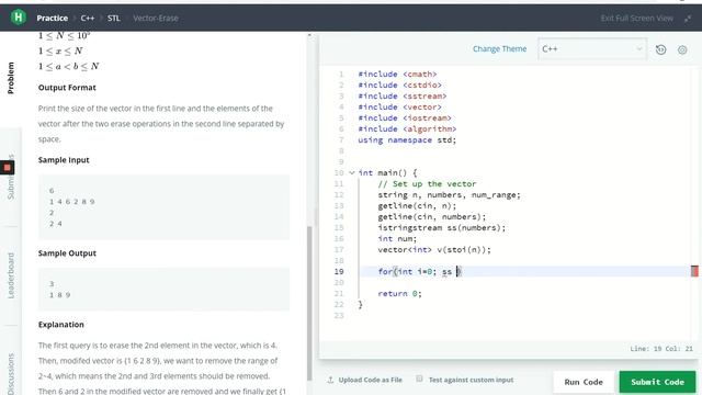 HackerRank Solution: Vector-Erase in C++