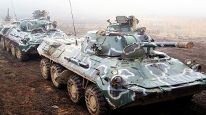 Наши ребята долбят по укрепрайону ВСУ из Нона-СВК, 120-мм нарезное орудие 2А60 установлено на БТР-80