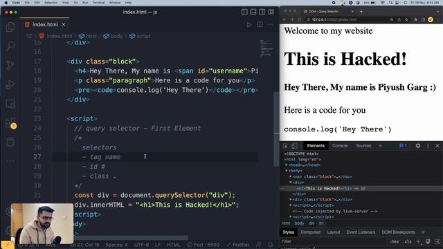 Query Selector in Javascript - DOM Manipulation Tutorial смотреть онлайн