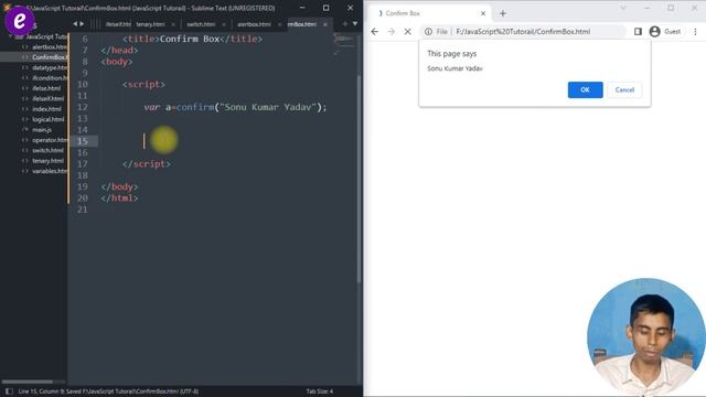 Confirm Box in JavaScript tutorial for beginners in Hindi