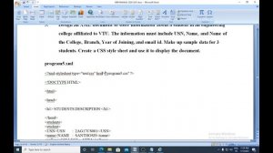 WEB LAB PROGRAMS| 17CSL77 | PROGRAM5 |XML document to create Student Information