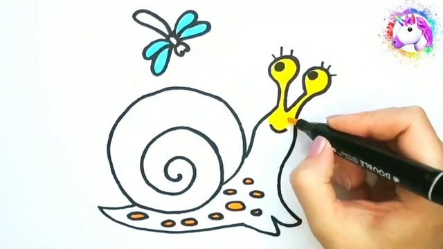 Простые рисунки для детей. Рисунок Улитка. Раскраска Улитка. смотреть онлайн