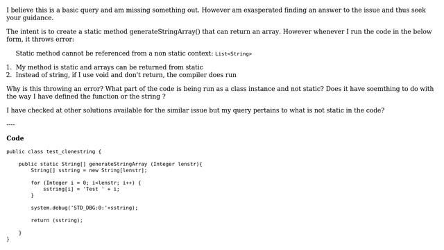 Salesforce: Static method cannot be referenced from a non static context: List＜String＞ смотреть онлайн