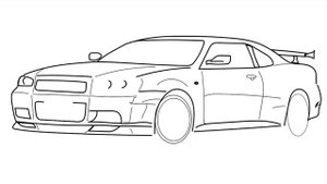 How to draw Paul Walker's NISSAN SKYLINE GT-R R34 from Fast and Furious 2