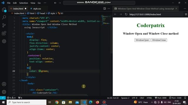 Javascript Window open and Window Close Method javascript Tutorial ?