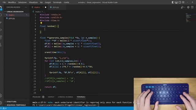 ASMR Programming - Linear Regression algorithm using C only (and python, just for plot...)