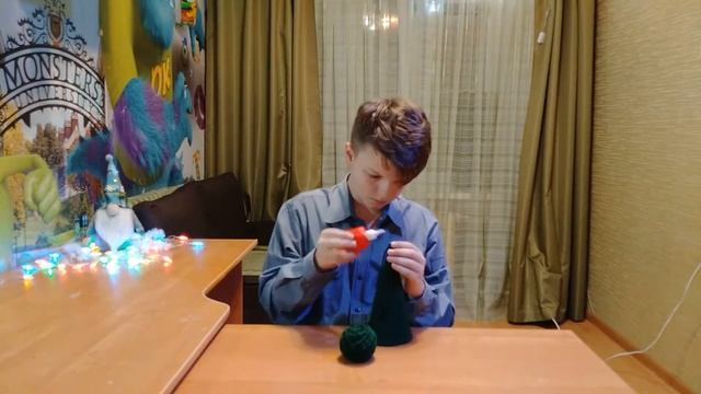 DIY Новогодняя Ёлочка своими руками из пряжи. смотреть онлайн