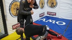 Рычаг локтя со стойки с переходом в партер.