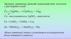 Металлы. Тема 34. Взаимодействие металлов с водой, растворами солей других металлов. Видеоопыт