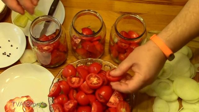 Помидоры Дольками с Луком и Маслом (на зиму)