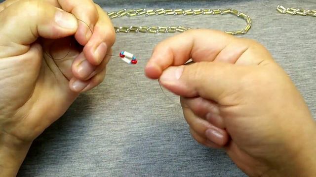 ЦЕПОЧКА ИЗ СТЕКЛЯРУСА И БИСЕРА. ОЧЕНЬ ПРОСТО И БЫСТРО! ПОДХОДИТ ДЛЯ НАЧИНАЮЩИХ.Bugle chain