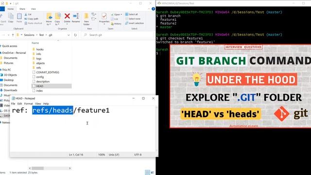 #1 Change Git Branch Without Executing Any Command | HEAD File in Git | Tricky Interview Question