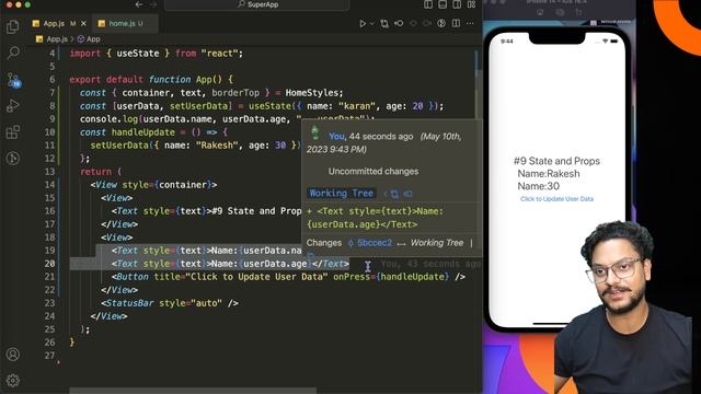 #9 How state and props works in React Native #reactnative #state #props