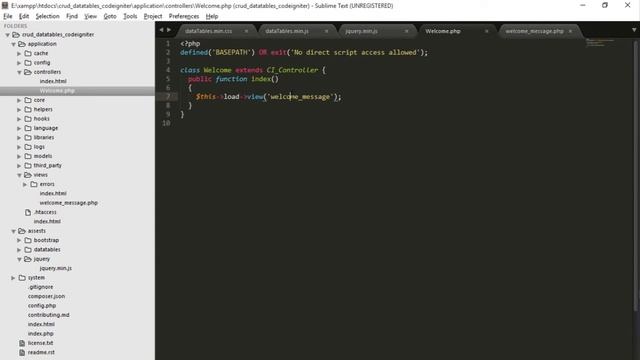 CRUD - Codeigniter, Datatables, Ajax Part 3 Setting up project folder and assets folder