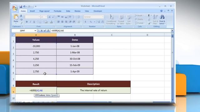 XIRR function in Excel смотреть онлайн