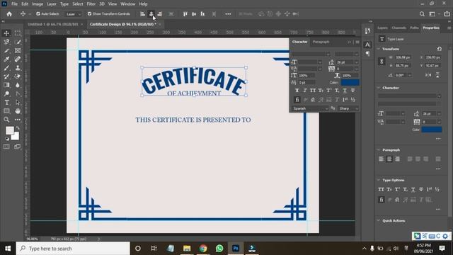 Certificate Design | Adobe Photoshop CC 2021 смотреть онлайн