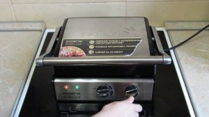 Гриль-пресс Polaris PGP 0602 Golden Rush готовим мясо