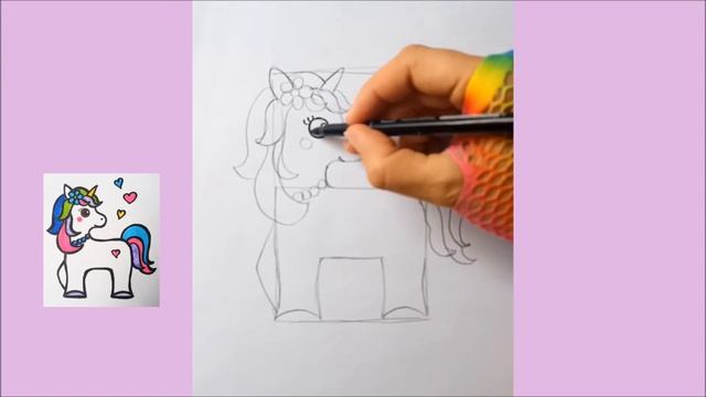 Как нарисовать Единорога просто и быстр Простые Рисунки для ЛД Открытки How to Draw Unicorn Simple