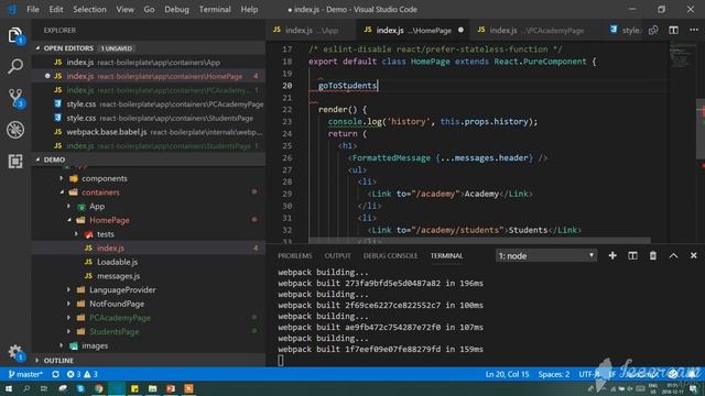 React Boilerplate, routes and css modules смотреть онлайн
