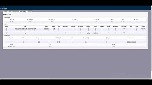 веб интерфейс майнера asic