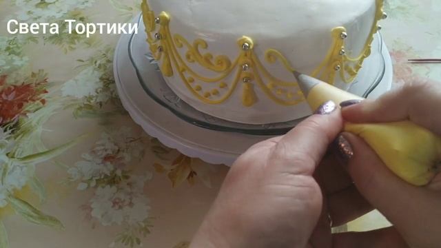 Торт с желтыми розами.Украшение торта БЗК кремом.Cake with yellow roses смотреть онлайн