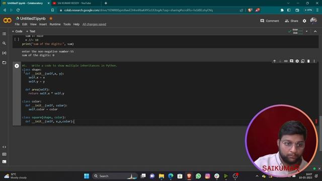Python Code For Multiple Inheritance | Interview Series | Python Coding Question #inheritance
