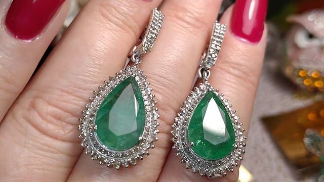 Изумрудное Волшебство в Бриллиантах ⚜️💚⚜️ Роскошные Изумрудные Серьги 💚👑💚