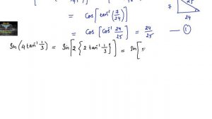 cos (2 tan^-1(1/7) - sin (4 tan^-1(1/3)) is equal to ? jee test series Inverse Trigonometry