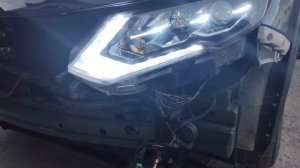 Ниссан Роуг ошибки p159f, b20e3, b20e2. активные шторки радиатора и ошибка головного света фар.