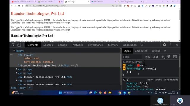 HTML5|CLASS-1|PART-2|HTML STRUCTURE|H1-H6|TITLE|HEAD|BODY| P Tag | IMG Tag|2023|SBVR INTERNSHIP