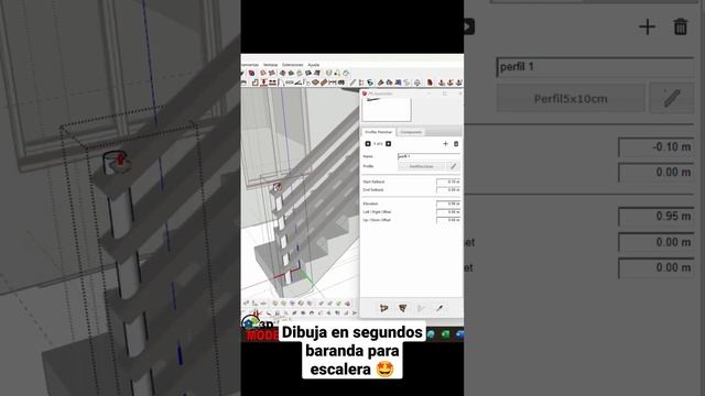 Dibuja en segundos baranda para escalera con este plugin en SketchUp free file