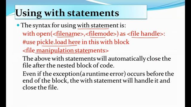 CBSE - Class XII - Computer Science - Python - WORKING WITH BINARY FILES -READING