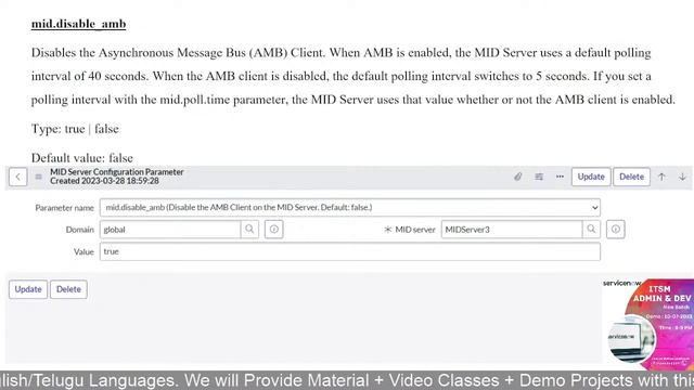 Service Now MiD Server Connection Parameters смотреть онлайн