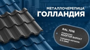 Металлочерепица «Голландия» в покрытии "Rooftop Бархат" Цвет  #RAL7016 | Завод Металлопрофиль