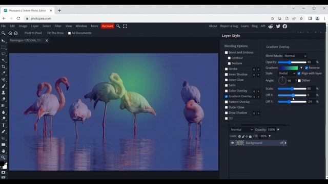 Add gradient overlay to image online in Photopea смотреть онлайн