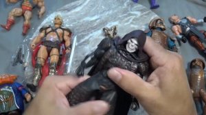 Toys based on the 1987 Masters of the Universe movie: He-Man, Skeletor, Gwildor, Blade and Saurod