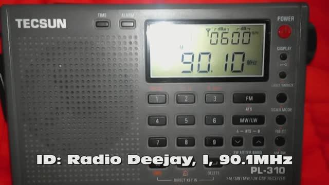 16.06.2019 06:26UTC, [Es], Radio Deejay, Италия, 90.1МГц, неск. возможных расположений передатчика.