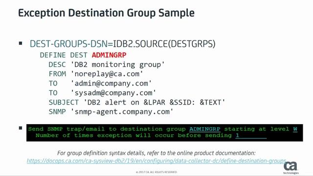 CA SYSVIEW for DB2 – R19 Enhancements – Support for SNMP Traps and Emails in Exceptions смотреть онлайн
