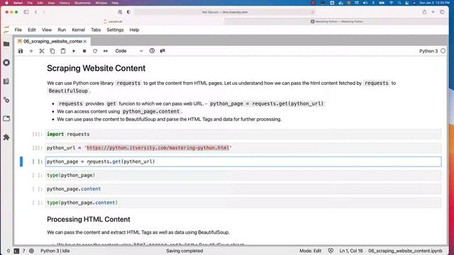 Mastering Python - Web Scraping using BeautifulSoup - 06 Scraping Website Content