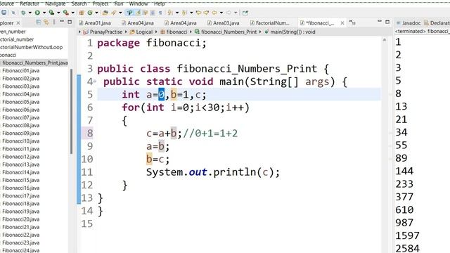 Java Logical Program : Print Fibonacci Series