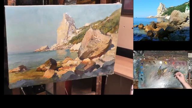 Учимся рисовать морской пейзаж. Крым, Симеиз, Лебединое Крыло. Часть 2 смотреть онлайн