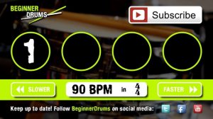 90BPM (4/4) Visual Metronome / Click Track - Beginner Drums