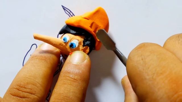 Making Pinocchio from polymer clay - sculpturing with playDoh