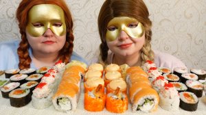 ASMR MUKBANG Суши Роллы Sushi Rolls Platter Eating Sounds No Talking Звуки Еды Мукбанг не Болталка